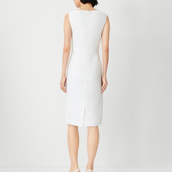 NWT - Ann Taylor - The Scoop Neck Sheath Dress in Herringbone Linen Blend - Picture 2 of 6